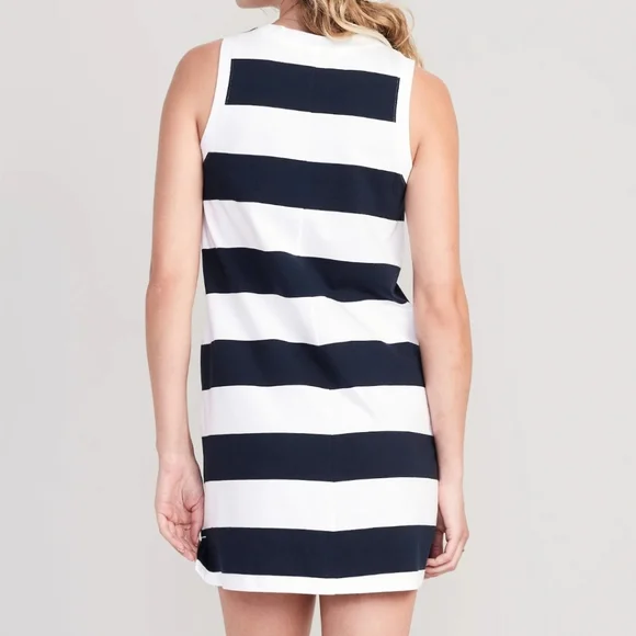 NEW NAUTICAL SLEEVELESS STRIPPED DRESS WITH POCKETS - Picture 2 of 7